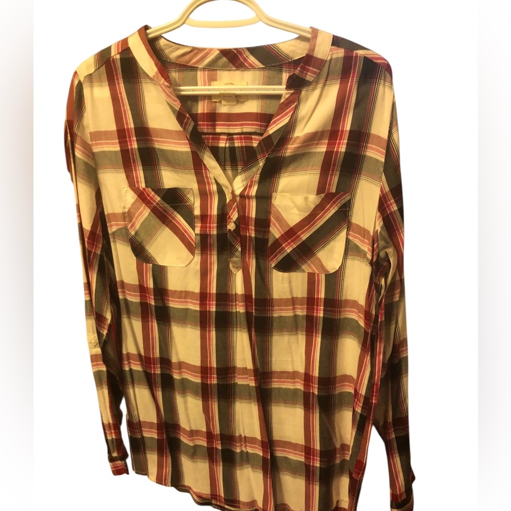 Original Weatherproof Vintage Plaid Blouse Long Sleeve Large
